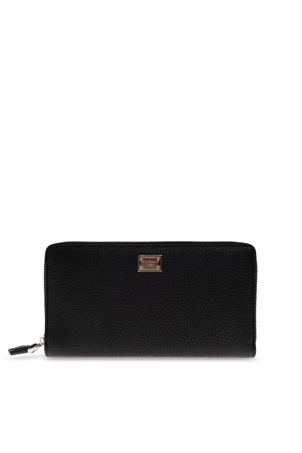 Dolce & Gabbana Black Grain Leather Zip-Around Wallet with